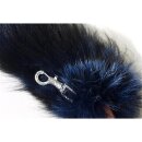 Pelz Anhänger Silberfuchs Schlüssel Tasche Schweif Strass Karabiner Royal Blau