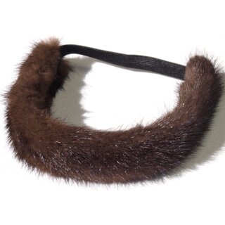 Nerz Haarband Pelz Stirnband Fell Halsband Kette Mink Dk.Braun