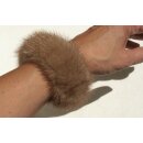 Nerz Haargummi Armband Scrunchie Manschette Mink Frisur Haselnuss Braun