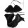 Pelz Bikini Blaufuchs & Leder 2 tlg.Set BH & String Slip ouvert Schwarz