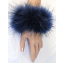 Pelz Haargummi Fuchs Armband Fell Manschette Scrunchie Navy Blau