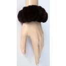 SamtNerz Haargummi Pelz Armband geschoren Mink Manschette dk.Braun