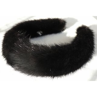 Nerz Haarreif breit 5cm Pelz Hals Schmuck Kette Mink Schwarz