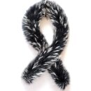 Pelz Schal Boa Fuchs 2in1 Loop Stola Mantel Besatz Schwarz Ecru