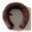 Nerz Haarreif Pelz Haar Hals Schmuck Kette Mink Schoko dk.Braun