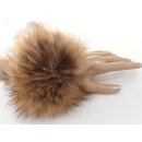 Pelz Haargummi Fuchs Armband Fell Manschette Natur Beige