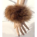 Pelz Haargummi Fuchs Armband Fell Manschette Natur Beige