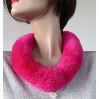 Pelz Schal Kette Boa Loop Collier Kragen Schmuck Chinchilla Rex Fuchsia Pink