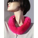 Pelz Schal Kette Boa Loop Collier Kragen Schmuck Chinchilla Rex Fuchsia Pink