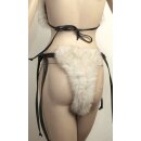 Pelz Bikini Blaufuchs beidseitig Fell 2 tlg.Set BH & String Slip offen Ouvert Natur Weiß