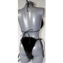 Pelz Bikini Blaufuchs beidseitig Fell 2 tlg.Set BH & String Slip Leder Offen Ouvert Schwarz