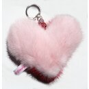 Nerz Anhänger Herz Pelz Schlüssel Tasche Mink Beads Strass Rosa Rot