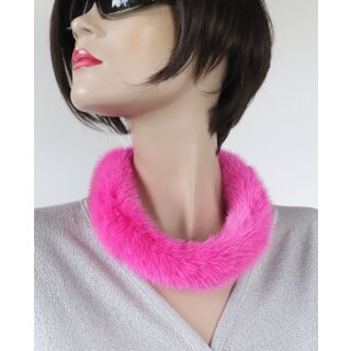 Nerz Schal Pelz Kette Collier Fell Kragen Boa Loop Schmuck Mink Neon Pink