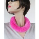 Nerz Schal Pelz Kette Collier Fell Kragen Boa Loop Schmuck Mink Neon Pink