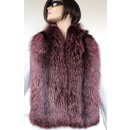 XXL Pelz Schal Silberfuchs Stola Kragen Fell Mantel Besatz Purple Black