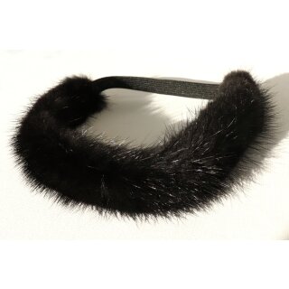 Nerz Haarband Pelz Stirnband Halsband Fell Kette Mink Schwarz