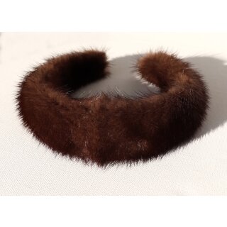 Nerz Haarreif Pelz Haar Hals Schmuck Fell Kette Mink Schoko Braun