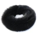 Pelz Schal Blaufuchs Fell Boa Loop Kragen Kette Mantel Besatz Schwarz