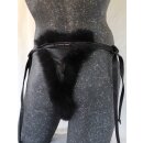 Pelz Slip Herren Blaufuchs Leder String Hose Leder Lingerie Schwarz