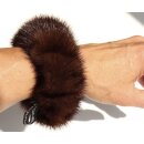 Nerz Haargummi Pelz Armband Fell Scrunchie Manschette Schoko Mink dk.Braun